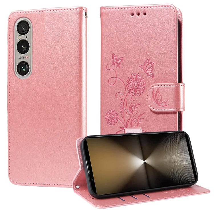 Embossed Butterfly Flowers Leather Phone Case, For Sony Xperia 10 VI, For Sony Xperia 1 VI, For Sony Xperia 5 VI, For Sony Xperia 5 V, For Sony Xperia 1 V, For Sony Xperia 10 V