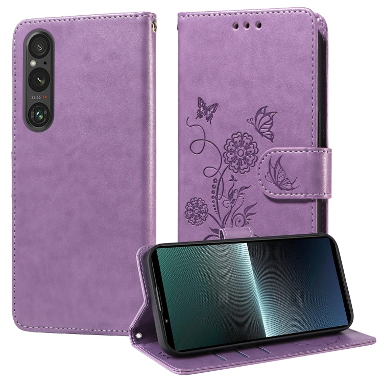 Embossed Butterfly Flowers Leather Phone Case, For Sony Xperia 10 VI, For Sony Xperia 1 VI, For Sony Xperia 5 VI, For Sony Xperia 5 V, For Sony Xperia 1 V, For Sony Xperia 10 V