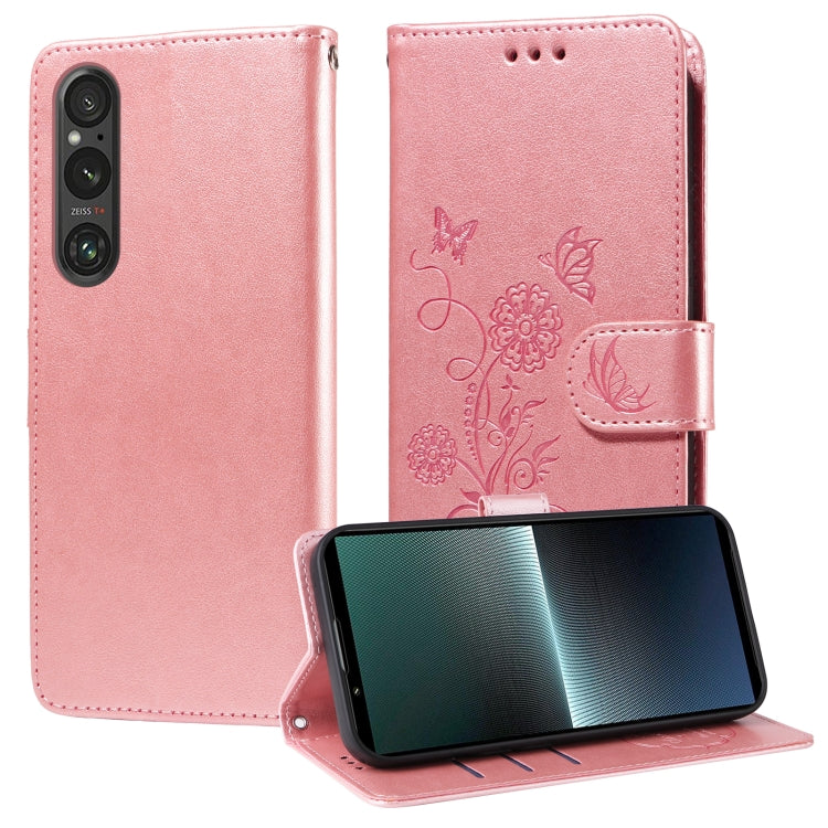 Embossed Butterfly Flowers Leather Phone Case, For Sony Xperia 10 VI, For Sony Xperia 1 VI, For Sony Xperia 5 VI, For Sony Xperia 5 V, For Sony Xperia 1 V, For Sony Xperia 10 V