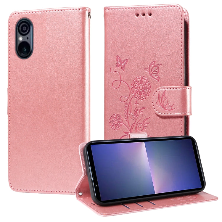 Embossed Butterfly Flowers Leather Phone Case, For Sony Xperia 10 VI, For Sony Xperia 1 VI, For Sony Xperia 5 VI, For Sony Xperia 5 V, For Sony Xperia 1 V, For Sony Xperia 10 V