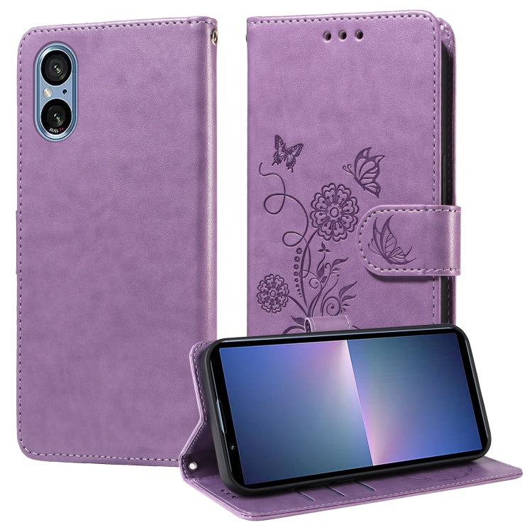 Embossed Butterfly Flowers Leather Phone Case, For Sony Xperia 10 VI, For Sony Xperia 1 VI, For Sony Xperia 5 VI, For Sony Xperia 5 V, For Sony Xperia 1 V, For Sony Xperia 10 V