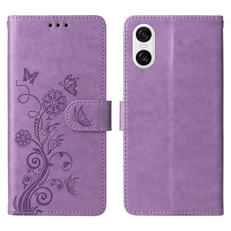 Embossed Butterfly Flowers Leather Phone Case, For Sony Xperia 10 VI, For Sony Xperia 1 VI, For Sony Xperia 5 VI, For Sony Xperia 5 V, For Sony Xperia 1 V, For Sony Xperia 10 V