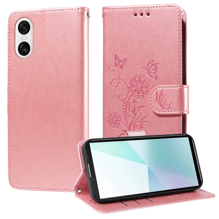 Embossed Butterfly Flowers Leather Phone Case, For Sony Xperia 10 VI, For Sony Xperia 1 VI, For Sony Xperia 5 VI, For Sony Xperia 5 V, For Sony Xperia 1 V, For Sony Xperia 10 V