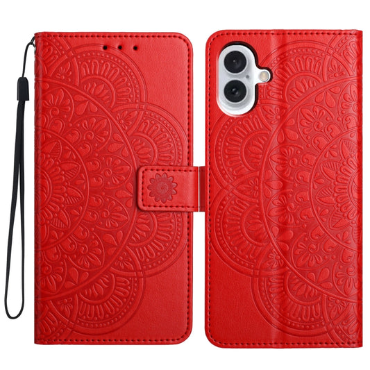 Flower Embossed Leather Phone Case, For iPhone 16