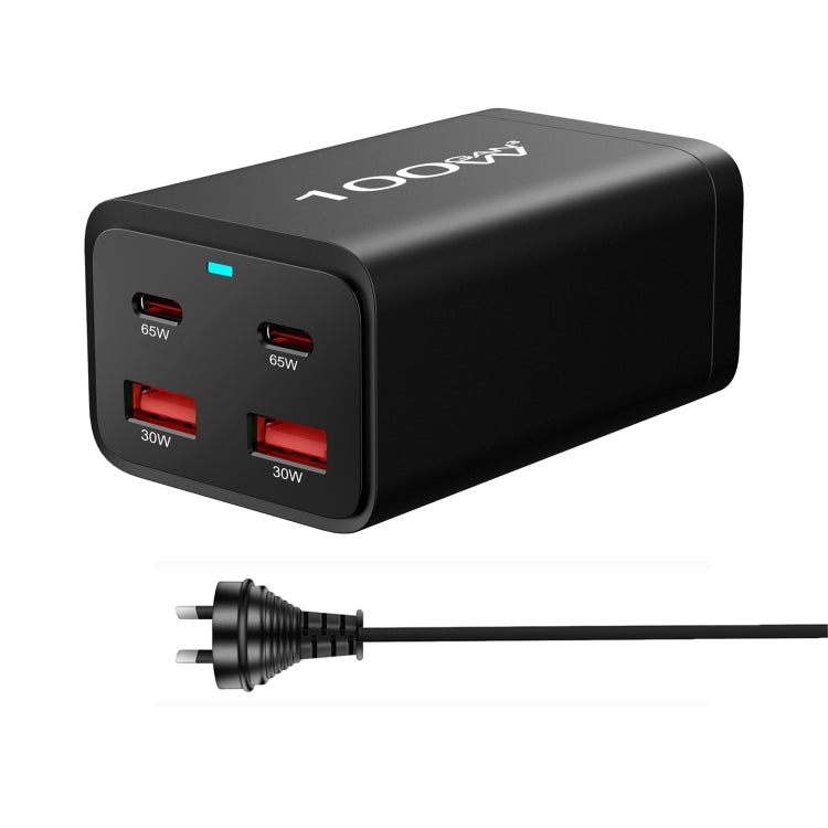 2A2C-100W GaN Pro 100W USB x 2, USB-C / Type-C x 2 Fast Charger, US Plug, UK Plug, AU Plug, EU Plug