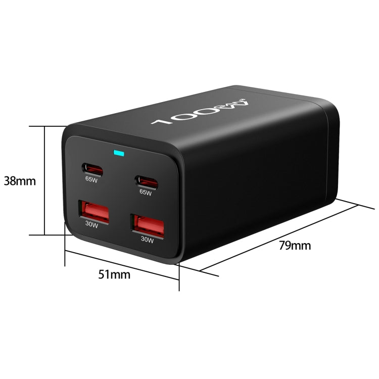 2A2C-100W GaN Pro 100W USB x 2, USB-C / Type-C x 2 Fast Charger, US Plug, UK Plug, AU Plug, EU Plug