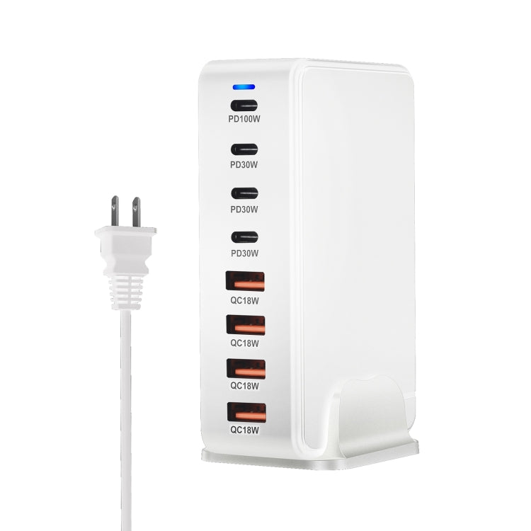 YMS-858 GaN 240W USB x 4, USB-C / Type-C x 4 Fast Charger, US Plug, UK Plug, AU Plug, EU Plug