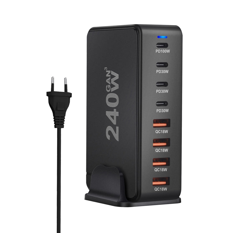 YMS-858 GaN 240W USB x 4, USB-C / Type-C x 4 Fast Charger, US Plug, UK Plug, AU Plug, EU Plug