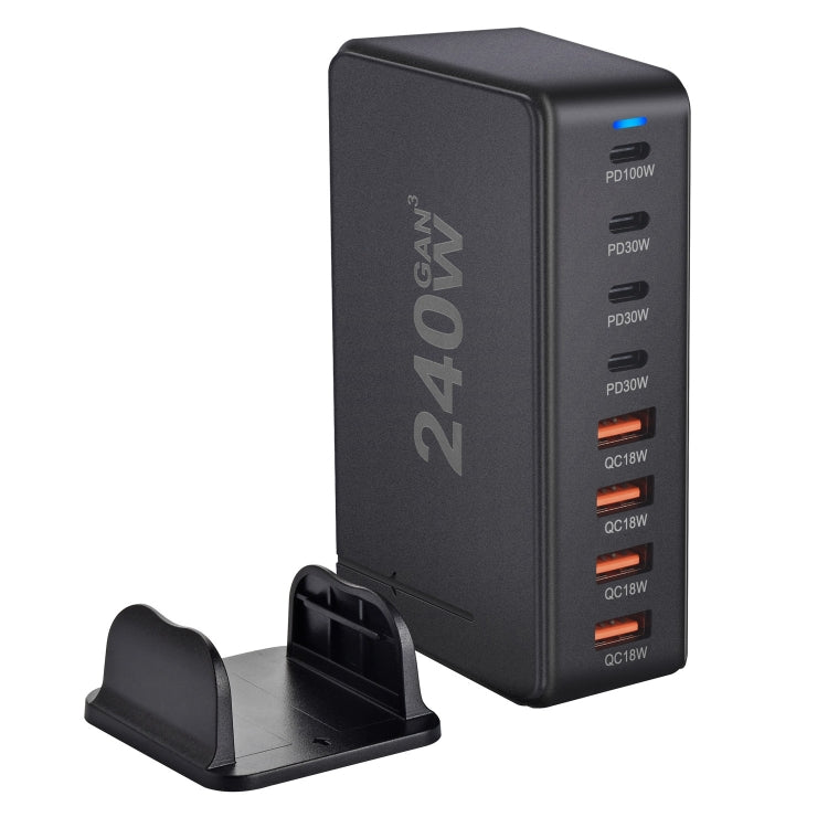 YMS-858 GaN 240W USB x 4, USB-C / Type-C x 4 Fast Charger, US Plug, UK Plug, AU Plug, EU Plug