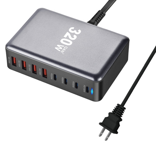 YMX-320W GaN 320W USB x 4, USB-C / Type-C x 4 Fast Charger, US Plug, UK Plug, AU Plug, EU Plug