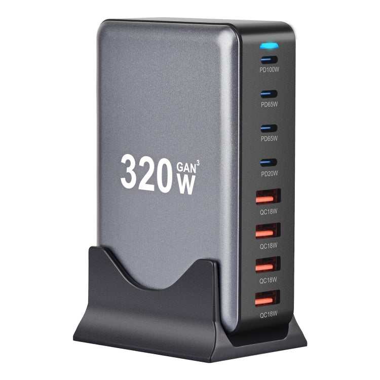 YMX-320W GaN 320W USB x 4, USB-C / Type-C x 4 Fast Charger, US Plug, UK Plug, AU Plug, EU Plug