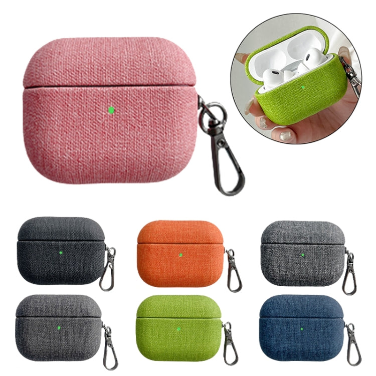 Fine Cloth Texture Earbuds Box PC Case with Hook, For AirPods 4, For AirPods Pro 2, For AirPods 3, For AirPods Pro