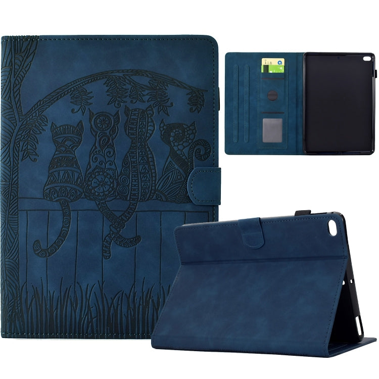 Cats Embossed Leather Smart Tablet Case, For iPad 10.2 2021 / 2020 / 10.5 2019, For iPad mini 5 / 4 / 3 / 2 / 1, For iPad Pro 9.7 / 9.7 2018 / 2017