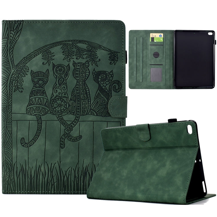 Cats Embossed Leather Smart Tablet Case, For iPad 10.2 2021 / 2020 / 10.5 2019, For iPad mini 5 / 4 / 3 / 2 / 1, For iPad Pro 9.7 / 9.7 2018 / 2017
