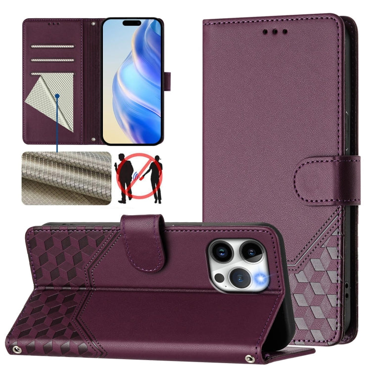 Honeycomb Embossing RFID Leather Phone Case