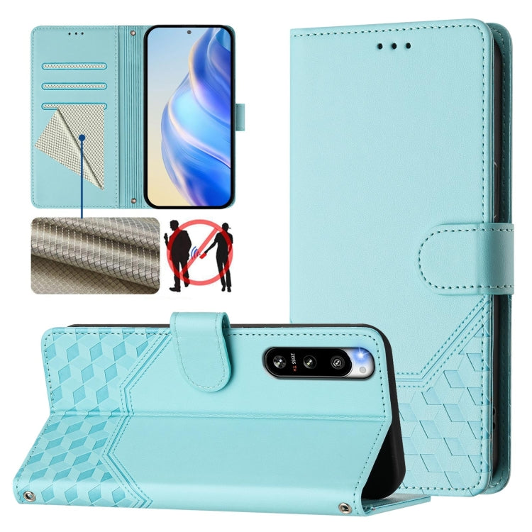 Honeycomb Embossing RFID Leather Phone Case, For Sony Xperia 10 V 2023, For Sony Xperia 5 IV, For Sony Xperia 10 IV