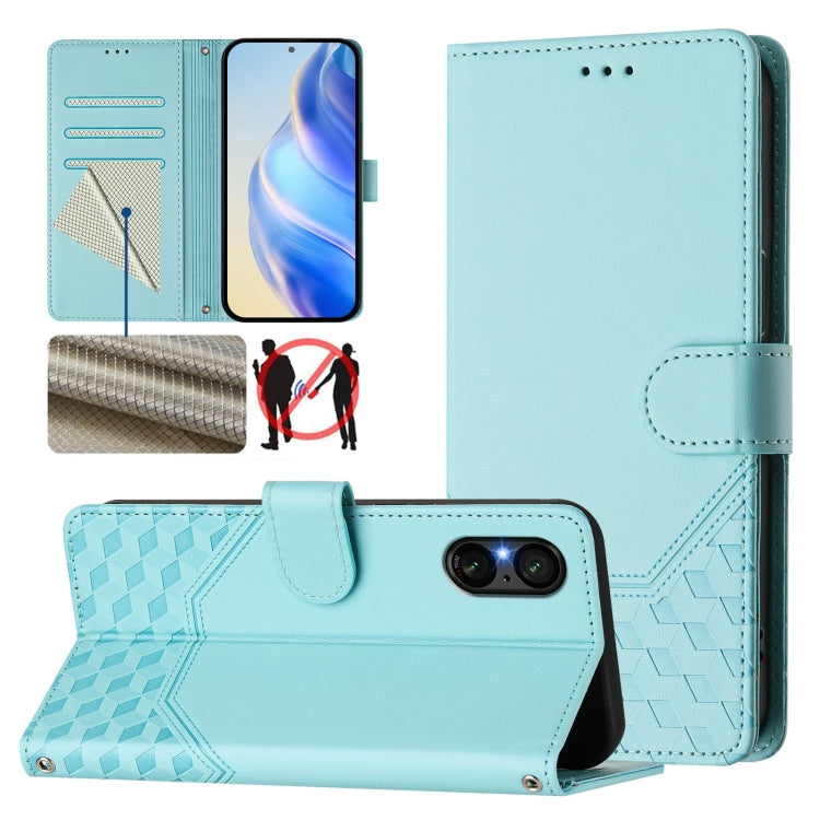 Honeycomb Embossing RFID Leather Phone Case, For Sony Xperia 10 VI 2024, For Sony Xperia 1 VI 2024, For Sony Xperia 5 VI 2024, For Sony Xperia 5 V, For Sony Xperia 1 V 2023