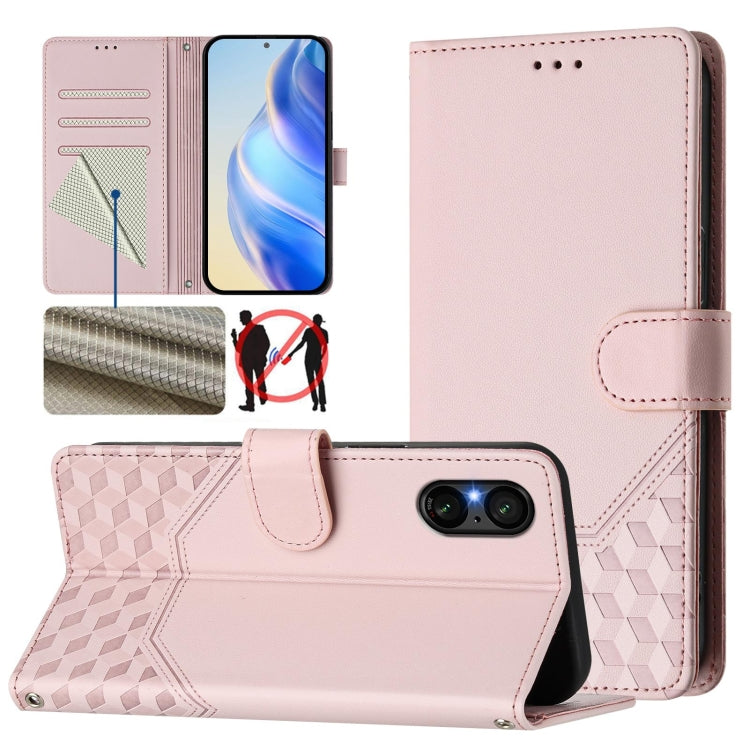 Honeycomb Embossing RFID Leather Phone Case, For Sony Xperia 10 VI 2024, For Sony Xperia 1 VI 2024, For Sony Xperia 5 VI 2024, For Sony Xperia 5 V, For Sony Xperia 1 V 2023