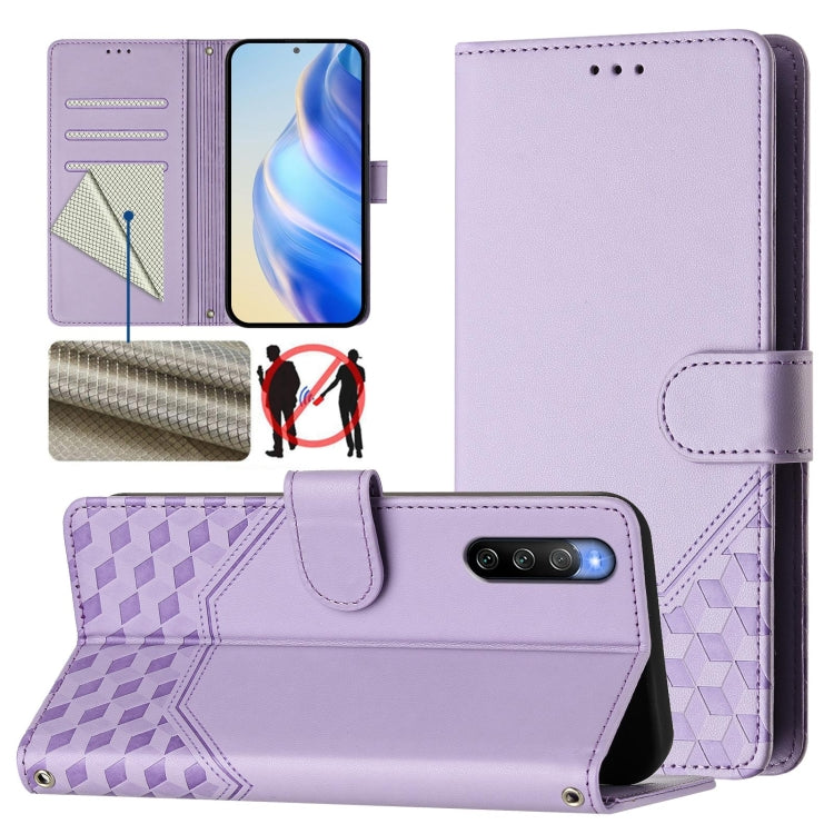 Honeycomb Embossing RFID Leather Phone Case, For Sony Xperia 10 V 2023, For Sony Xperia 5 IV, For Sony Xperia 10 IV