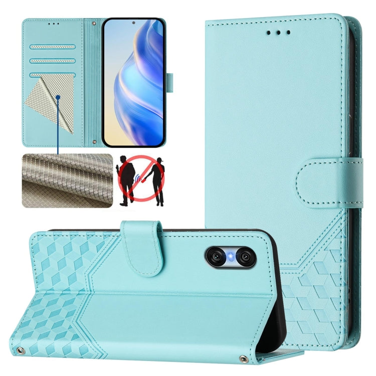 Honeycomb Embossing RFID Leather Phone Case, For Sony Xperia 10 VI 2024, For Sony Xperia 1 VI 2024, For Sony Xperia 5 VI 2024, For Sony Xperia 5 V, For Sony Xperia 1 V 2023