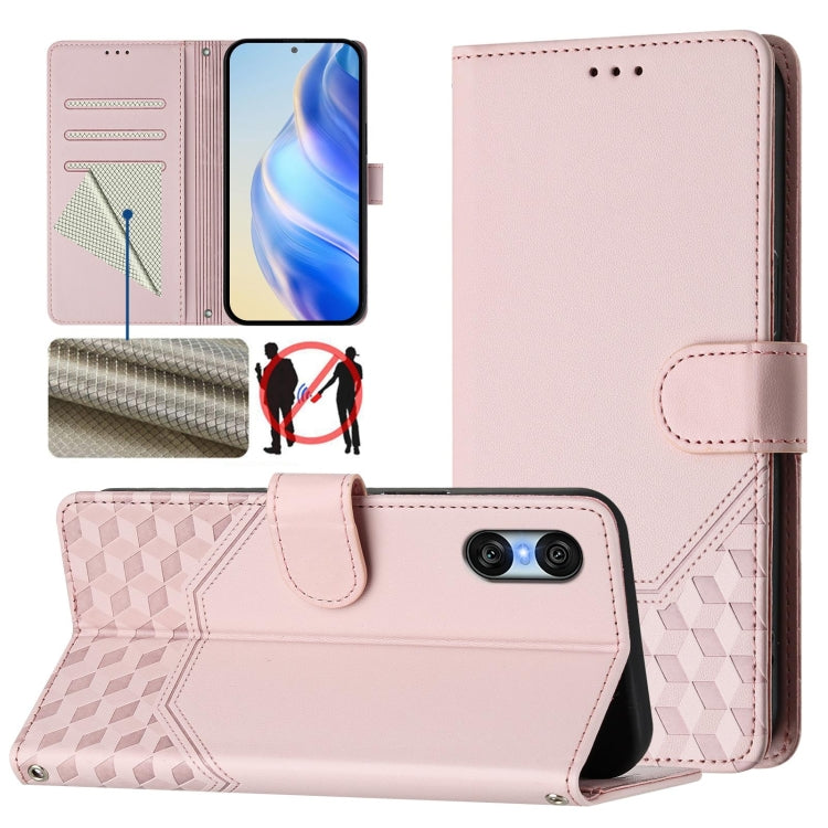 Honeycomb Embossing RFID Leather Phone Case, For Sony Xperia 10 VI 2024, For Sony Xperia 1 VI 2024, For Sony Xperia 5 VI 2024, For Sony Xperia 5 V, For Sony Xperia 1 V 2023