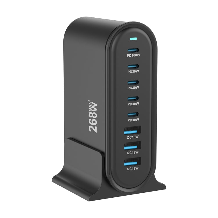 YMX-968 268W 5Type-C, 3USB 8-Ports Desktop Fast Charger, US Plug, UK Plug, EU Plug, AU Plug