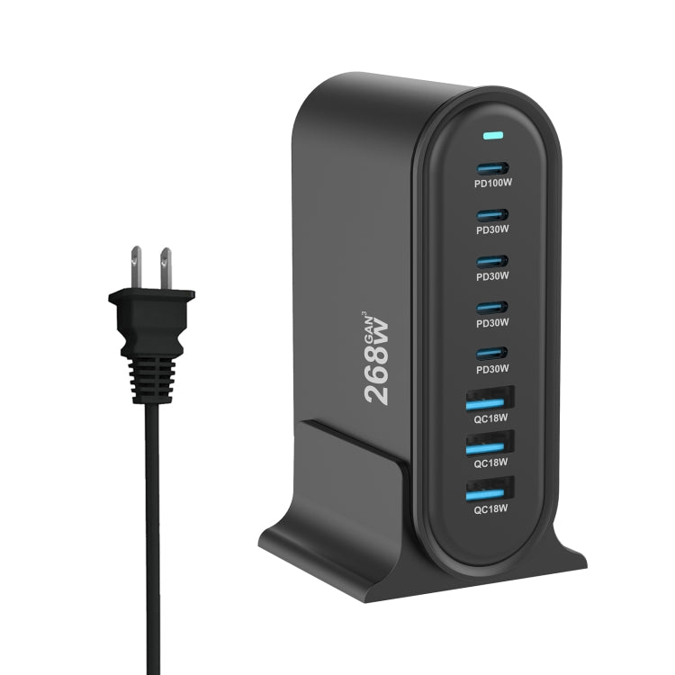 YMX-968 268W 5Type-C, 3USB 8-Ports Desktop Fast Charger, US Plug, UK Plug, EU Plug, AU Plug