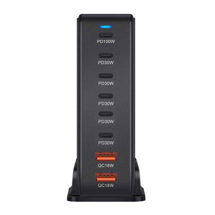 YMX-986 286W 6 Type-C, 2 USB 8-Ports Desktop Fast Charger, US Plug, UK Plug, EU Plug, AU Plug