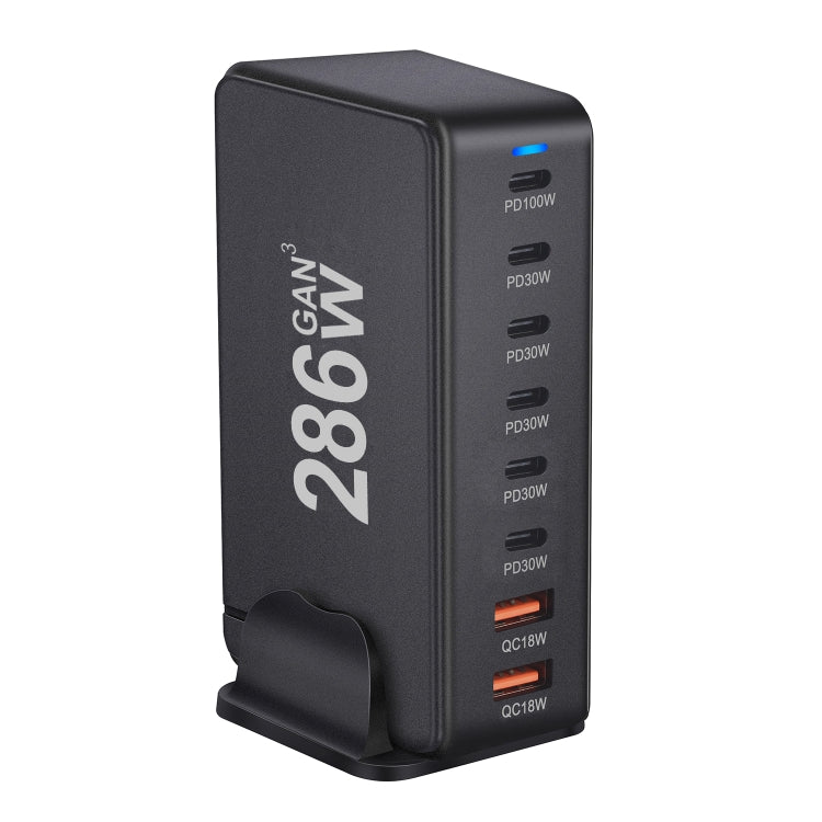 YMX-986 286W 6 Type-C, 2 USB 8-Ports Desktop Fast Charger, US Plug, UK Plug, EU Plug, AU Plug