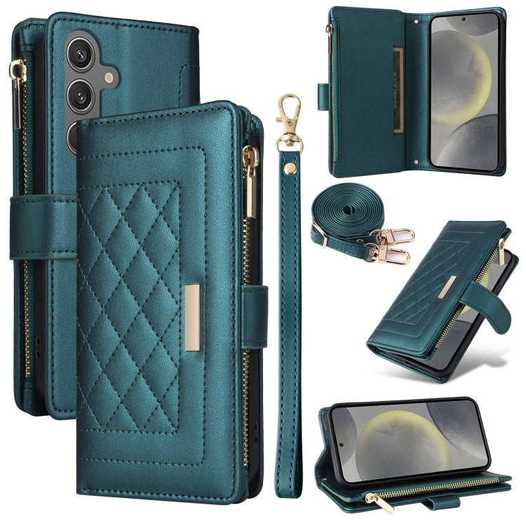 Crossbody Zipper Wallet Rhombus Leather Phone Case, For Samsung Galaxy S24 FE 5G, For Samsung Galaxy S24 Ultra 5G, For Samsung Galaxy S24+ 5G, For Samsung Galaxy S24 5G, For Samsung Galaxy S23 FE 5G, For Samsung Galaxy S23 Ultra 5G