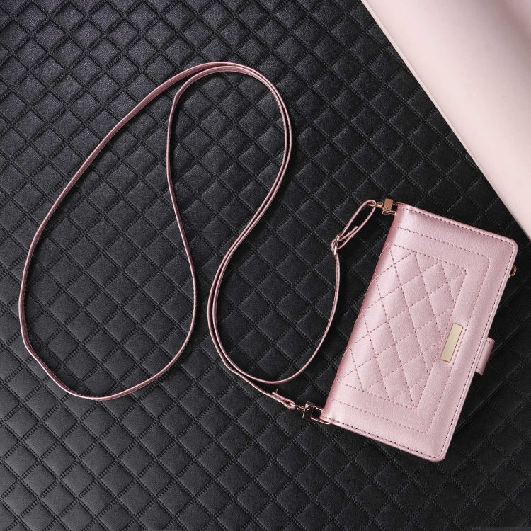 Crossbody Zipper Wallet Rhombus Leather Phone Case, For Samsung Galaxy S24 FE 5G, For Samsung Galaxy S24 Ultra 5G, For Samsung Galaxy S24+ 5G, For Samsung Galaxy S24 5G, For Samsung Galaxy S23 FE 5G, For Samsung Galaxy S23 Ultra 5G