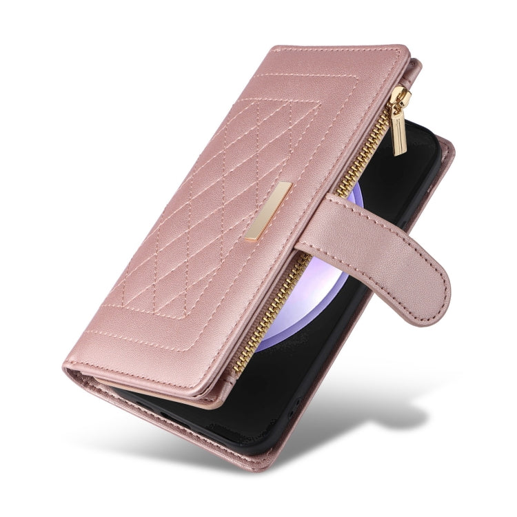 Crossbody Zipper Wallet Rhombus Leather Phone Case, For Samsung Galaxy S24 FE 5G, For Samsung Galaxy S24 Ultra 5G, For Samsung Galaxy S24+ 5G, For Samsung Galaxy S24 5G, For Samsung Galaxy S23 FE 5G, For Samsung Galaxy S23 Ultra 5G