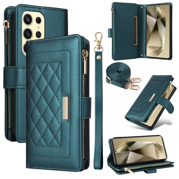 Crossbody Zipper Wallet Rhombus Leather Phone Case, For Samsung Galaxy S24 FE 5G, For Samsung Galaxy S24 Ultra 5G, For Samsung Galaxy S24+ 5G, For Samsung Galaxy S24 5G, For Samsung Galaxy S23 FE 5G, For Samsung Galaxy S23 Ultra 5G