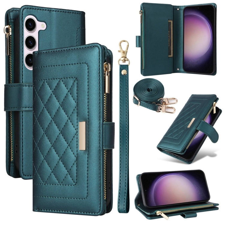 Crossbody Zipper Wallet Rhombus Leather Phone Case, For Samsung Galaxy S23+ 5G, For Samsung Galaxy S23 5G, For Samsung Galaxy S20 FE, For Samsung Galaxy S22 Ultra 5G, For Samsung Galaxy S22+ 5G, For Samsung Galaxy S22 5G