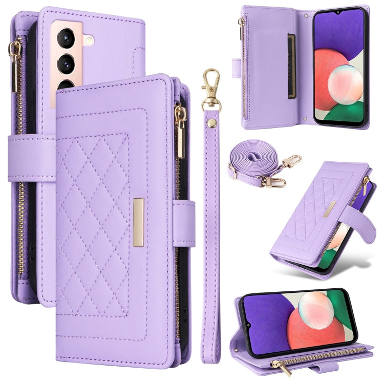 Crossbody Zipper Wallet Rhombus Leather Phone Case, For Samsung Galaxy S23+ 5G, For Samsung Galaxy S23 5G, For Samsung Galaxy S20 FE, For Samsung Galaxy S22 Ultra 5G, For Samsung Galaxy S22+ 5G, For Samsung Galaxy S22 5G