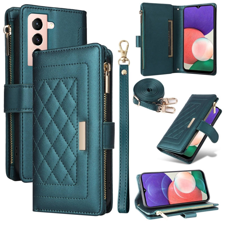 Crossbody Zipper Wallet Rhombus Leather Phone Case, For Samsung Galaxy S23+ 5G, For Samsung Galaxy S23 5G, For Samsung Galaxy S20 FE, For Samsung Galaxy S22 Ultra 5G, For Samsung Galaxy S22+ 5G, For Samsung Galaxy S22 5G