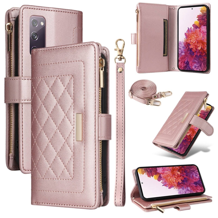 Crossbody Zipper Wallet Rhombus Leather Phone Case, For Samsung Galaxy S23+ 5G, For Samsung Galaxy S23 5G, For Samsung Galaxy S20 FE, For Samsung Galaxy S22 Ultra 5G, For Samsung Galaxy S22+ 5G, For Samsung Galaxy S22 5G