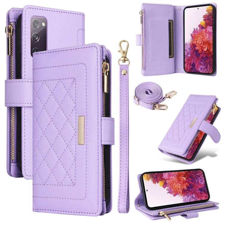 Crossbody Zipper Wallet Rhombus Leather Phone Case, For Samsung Galaxy S23+ 5G, For Samsung Galaxy S23 5G, For Samsung Galaxy S20 FE, For Samsung Galaxy S22 Ultra 5G, For Samsung Galaxy S22+ 5G, For Samsung Galaxy S22 5G