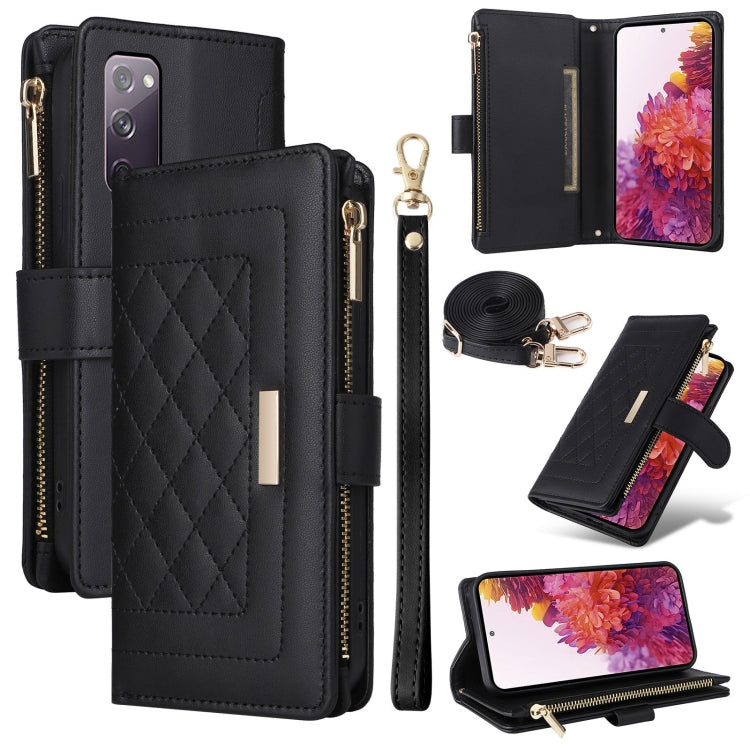 Crossbody Zipper Wallet Rhombus Leather Phone Case, For Samsung Galaxy S23+ 5G, For Samsung Galaxy S23 5G, For Samsung Galaxy S20 FE, For Samsung Galaxy S22 Ultra 5G, For Samsung Galaxy S22+ 5G, For Samsung Galaxy S22 5G