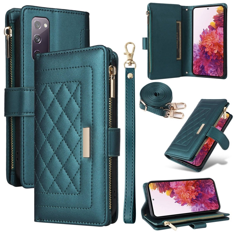 Crossbody Zipper Wallet Rhombus Leather Phone Case, For Samsung Galaxy S23+ 5G, For Samsung Galaxy S23 5G, For Samsung Galaxy S20 FE, For Samsung Galaxy S22 Ultra 5G, For Samsung Galaxy S22+ 5G, For Samsung Galaxy S22 5G