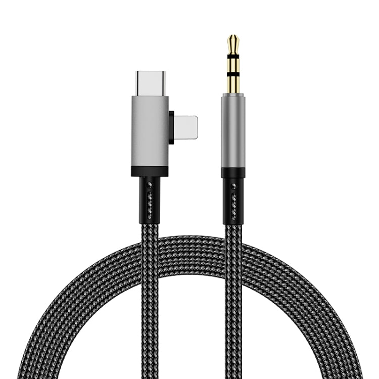 2 in 1 8 Pin, USB-C / Type-C to 3.5mm Car AUX Audio Adapter Cable, 1m