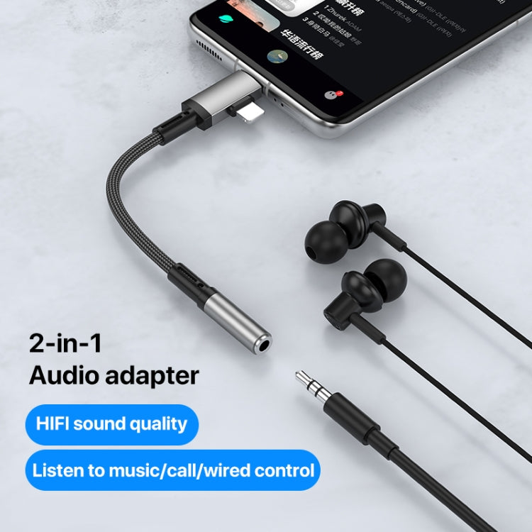 2 in 1 USB-C / Type-C, 8 Pin to 3.5mm Audio Adapter Cable, 15.6cm