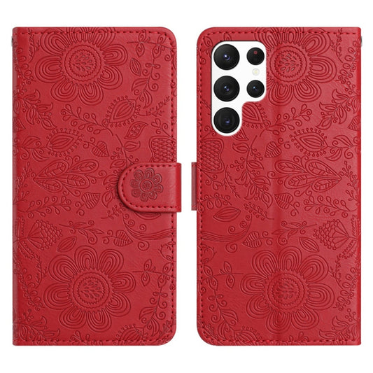 Floral Embossed Pattern Leather Phone Case, For Samsung Galaxy S22 Ultra 5G, For Samsung Galaxy S22+ 5G, For Samsung Galaxy S22 5G, For Samsung Galaxy S21 FE 5G