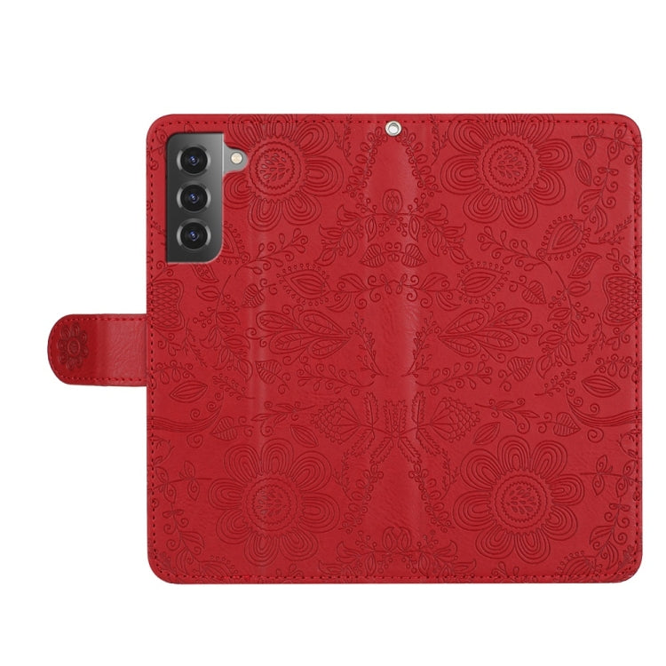 Floral Embossed Pattern Leather Phone Case, For Samsung Galaxy S22+ 5G, For Samsung Galaxy S22 5G, For Samsung Galaxy S21 FE 5G, For Samsung Galaxy S21 5G, For Samsung Galaxy S21+ 5G, For Samsung Galaxy S21 Ultra 5G