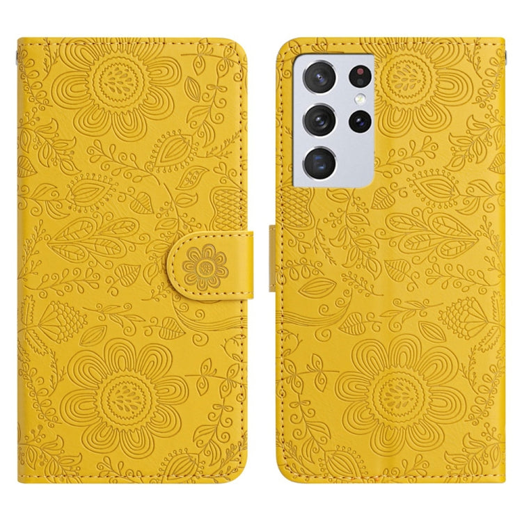 Floral Embossed Pattern Leather Phone Case, For Samsung Galaxy S22+ 5G, For Samsung Galaxy S22 5G, For Samsung Galaxy S21 FE 5G, For Samsung Galaxy S21 5G, For Samsung Galaxy S21+ 5G, For Samsung Galaxy S21 Ultra 5G