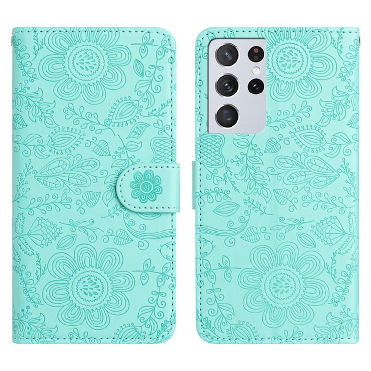 Floral Embossed Pattern Leather Phone Case, For Samsung Galaxy S22+ 5G, For Samsung Galaxy S22 5G, For Samsung Galaxy S21 FE 5G, For Samsung Galaxy S21 5G, For Samsung Galaxy S21+ 5G, For Samsung Galaxy S21 Ultra 5G