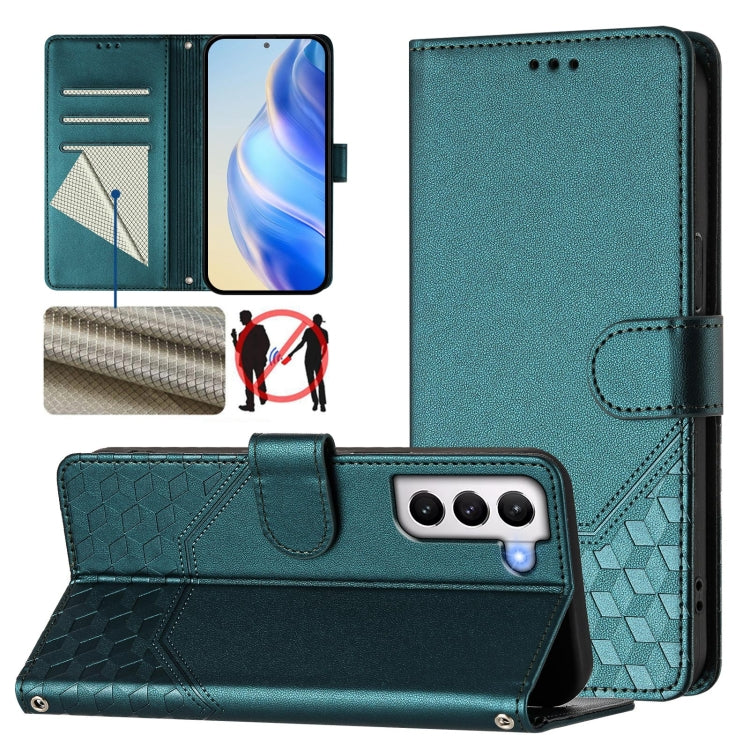 Honeycomb Embossing RFID Leather Phone Case, For Samsung Galaxy S21 5G, For Samsung Galaxy S21+ 5G, For Samsung Galaxy S21 Ultra 5G