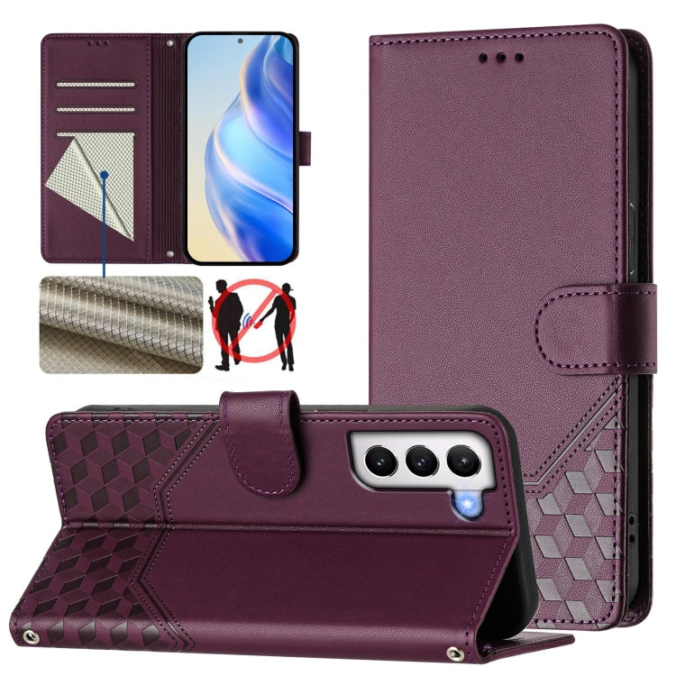 Honeycomb Embossing RFID Leather Phone Case, For Samsung Galaxy S21 5G, For Samsung Galaxy S21+ 5G, For Samsung Galaxy S21 Ultra 5G