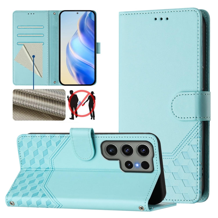 Honeycomb Embossing RFID Leather Phone Case, For Samsung Galaxy S24+ 5G, For Samsung Galaxy S24 5G, For Samsung Galaxy S23 FE 5G, For Samsung Galaxy S23 Ultra 5G, For Samsung Galaxy S23+ 5G