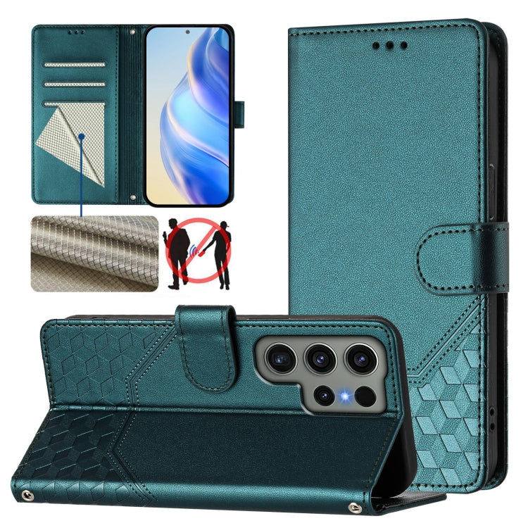 Honeycomb Embossing RFID Leather Phone Case, For Samsung Galaxy S24+ 5G, For Samsung Galaxy S24 5G, For Samsung Galaxy S23 FE 5G, For Samsung Galaxy S23 Ultra 5G, For Samsung Galaxy S23+ 5G